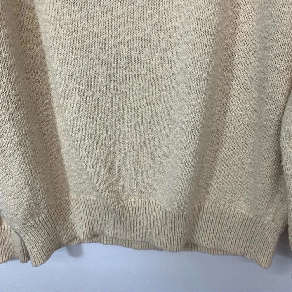 J Crew Cotton Crewneck Sweater Men Large Beige Peach  Long Sleeve Heavyweight‎